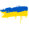 Blau-gelbe Pinselstrich-Flagge im Splash-Stil