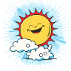 Smiling sun above clouds