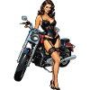 Mädchen mit Motorrad feststecken