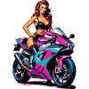 Pin-up-Mädchen auf Rennrad