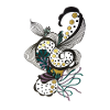 Floral silhouettes with gold dots