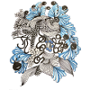Blau-weiße Florale Spirale