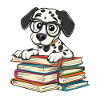 Niedliches Dalmatinerhund-Lesebuch mit Brille