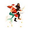 Weihnachtshelden auf Einhorn