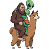 Sasquatch Elf Alien on Llama