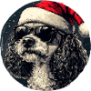 Christmas Poodle with Sunglasses