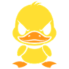 Expressive yellow rebellious duckling