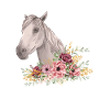 Horse with flower wreath
