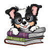 Niedliches Collie-Hundelesebuch mit Brille