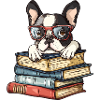 Süßes Boston-Terrier-Hundelesebuch mit Brille