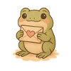 Rana carina con illustrazione di lettere d'amore
