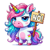Regenbogen-Einhorn mit Nein-Schild