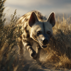 Striped hyena in the desert