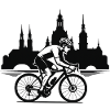Rennradfahrer vor Stadtsilhouette Dresden