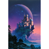 Moonlit Castle Over Nebula Isle