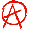 Anarchy symbol in circle - red