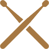 Cross drumsticks with drum pattern