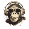 Cool monkey with headphones and sunglasses