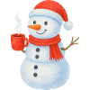 Snowman with red scarf and cup