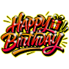 Joyeux Anniversaire Graffiti Jaune Rouge