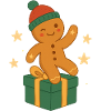 Gingerbread figurine on gift box