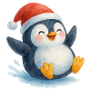 Weihnachts-Pinguin in Aquarellstil