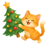 Katzenglück am Weihnachtsbaum