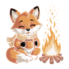 Cuddly fox at the campfire