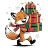 Fuchs mit Weihnachtsgeschenken