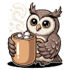 Kuschelige Eule mit Kakao