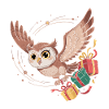 Eulenflug mit Geschenken