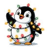 Pinguin mit Lichterkette