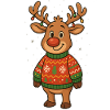 Winterhirsch im Weihnachtspullover
