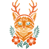 Cat Deer with Flower Wreath