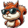 Funny Squirrel with Sunglasses Cartoon Hum