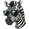 Funny Zebra with Sunglasses Cartoon Style