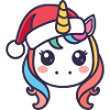 Weihnachtsunikorn Kawaii mit Mütze