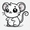 Souris Kawaii Noir Blanc