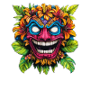 Tiki-Blütenmaske Farbexplosion