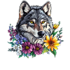 Wolf friend in a flower wreath