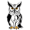 Night Owl Silhouette with Gold Eyes