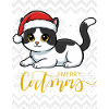 Christmas kitten in red hat
