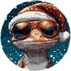 Gecko Santa Hat with Sunglasses
