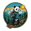 Cute Panda Hiking Camping Mountain Adventure