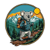 Cute Koala Hiking Camping Mountain Adventure