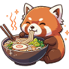 Rød Panda med nudler Ramen kawaii Rød Panda
