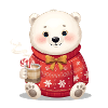 Eisbär im roten Weihnachtspullover