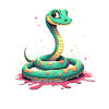 Teal snake with paint splashes