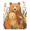 Waldbärenpärchen im Herbstlaub