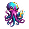 Bunter Oktopus mit Drink